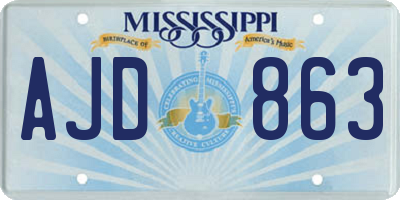 MS license plate AJD863