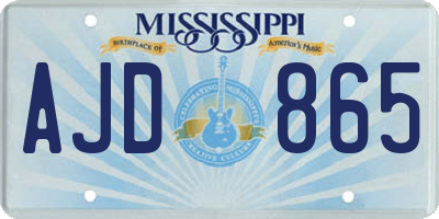 MS license plate AJD865