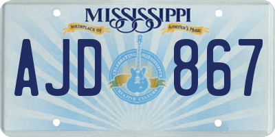 MS license plate AJD867