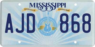 MS license plate AJD868