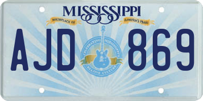 MS license plate AJD869