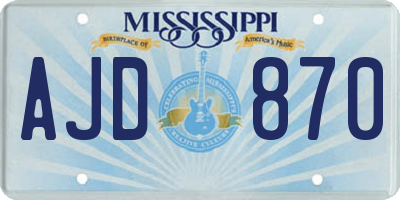 MS license plate AJD870