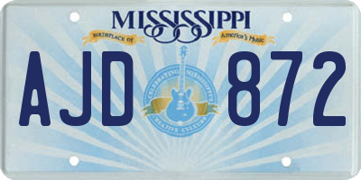 MS license plate AJD872