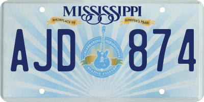 MS license plate AJD874