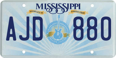 MS license plate AJD880