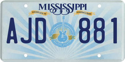 MS license plate AJD881
