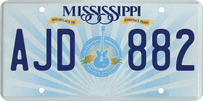 MS license plate AJD882
