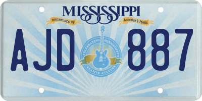 MS license plate AJD887