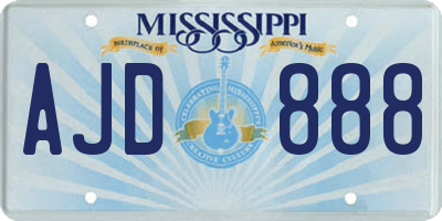 MS license plate AJD888