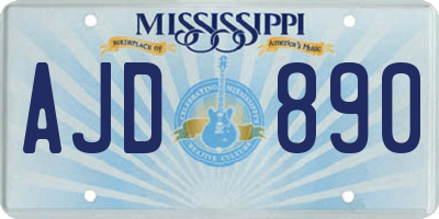 MS license plate AJD890