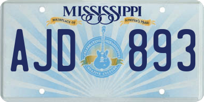 MS license plate AJD893