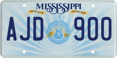 MS license plate AJD900