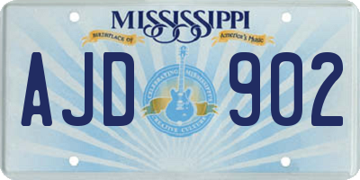 MS license plate AJD902