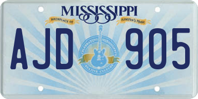 MS license plate AJD905