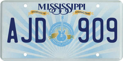 MS license plate AJD909