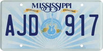 MS license plate AJD917
