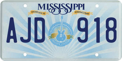 MS license plate AJD918