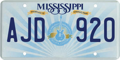 MS license plate AJD920