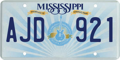 MS license plate AJD921