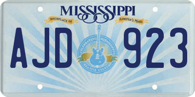 MS license plate AJD923