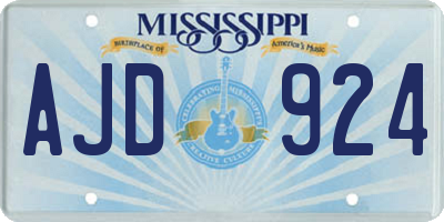 MS license plate AJD924