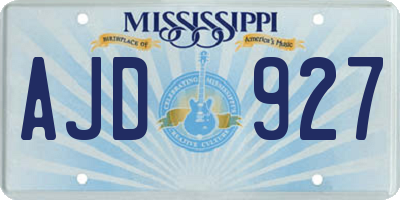 MS license plate AJD927