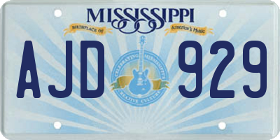 MS license plate AJD929