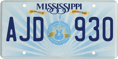 MS license plate AJD930