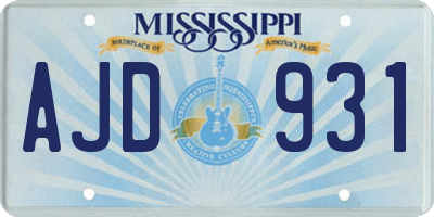 MS license plate AJD931