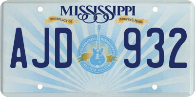 MS license plate AJD932