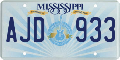 MS license plate AJD933