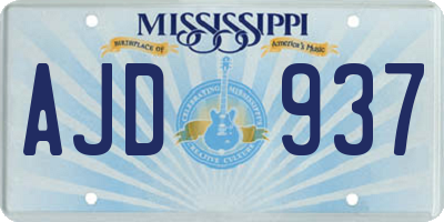 MS license plate AJD937