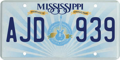 MS license plate AJD939