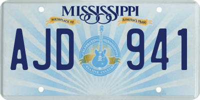 MS license plate AJD941