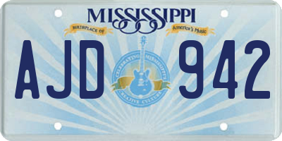 MS license plate AJD942
