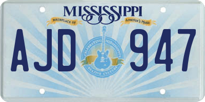 MS license plate AJD947