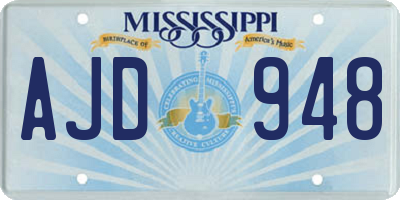 MS license plate AJD948