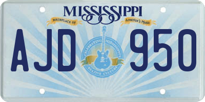 MS license plate AJD950