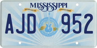 MS license plate AJD952