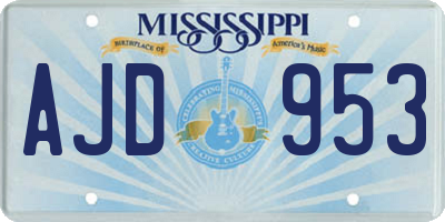MS license plate AJD953