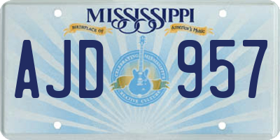 MS license plate AJD957