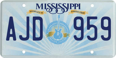 MS license plate AJD959