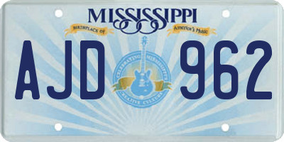 MS license plate AJD962