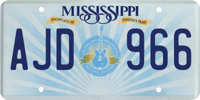 MS license plate AJD966