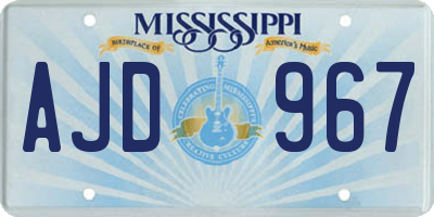 MS license plate AJD967