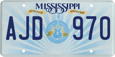 MS license plate AJD970