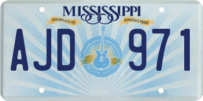 MS license plate AJD971