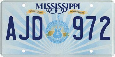 MS license plate AJD972