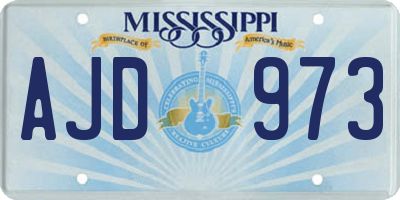 MS license plate AJD973