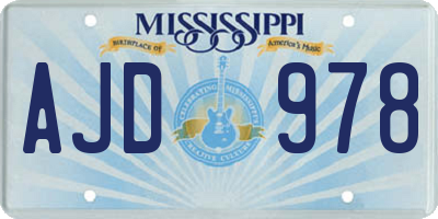 MS license plate AJD978